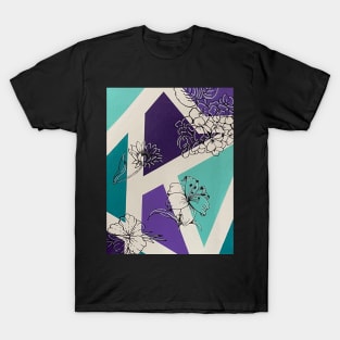 Flowers with teal and purple T-Shirt